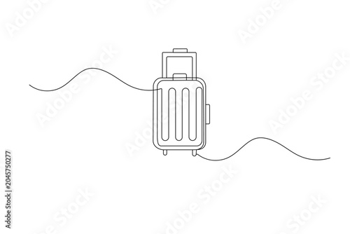Obraz na płótnie Luggage suitcase in a continuous one-line drawing style for a minimalist travel