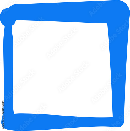 blue drawn square isolated on transparent background