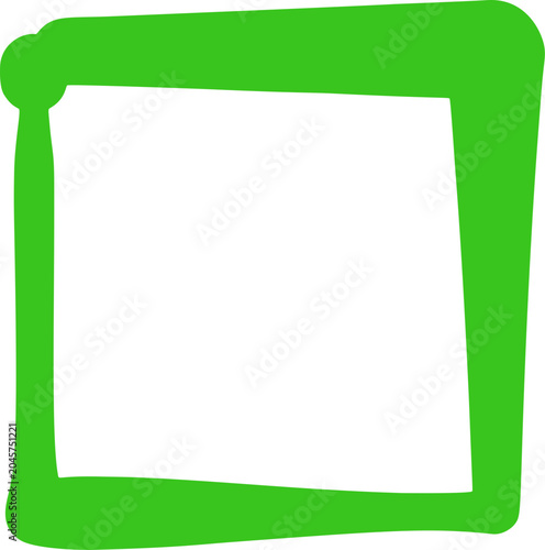 green drawn square isolated on transparent background