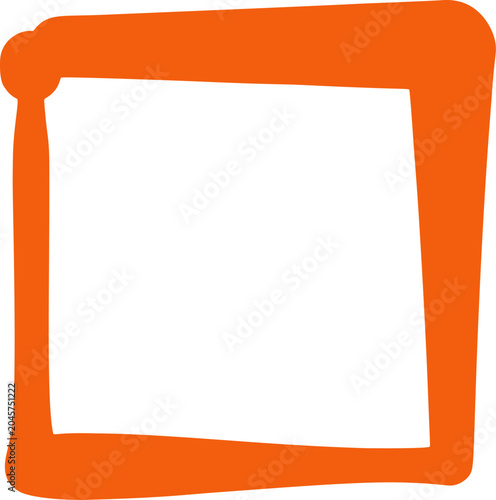 orange drawn square isolated on transparent background