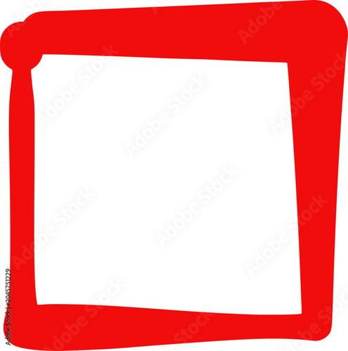 red drawn square isolated on transparent background