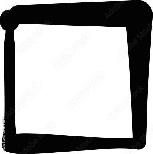 black drawn square isolated on transparent background