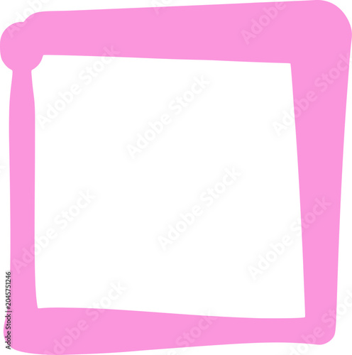 pink drawn square isolated on transparent background