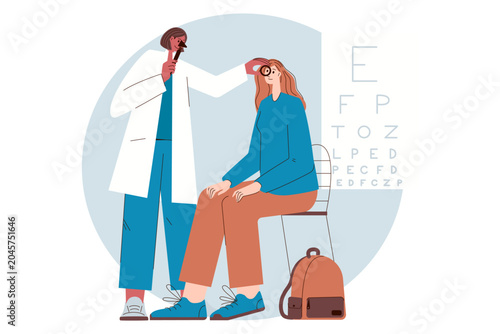 Canvas Print Ophthalmologist Sees Patient