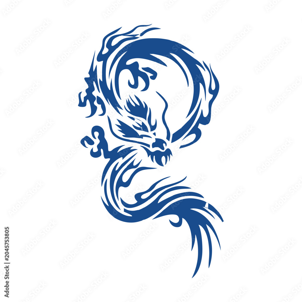 Obraz premium Dragon Ornament Pattern Vector Illustration