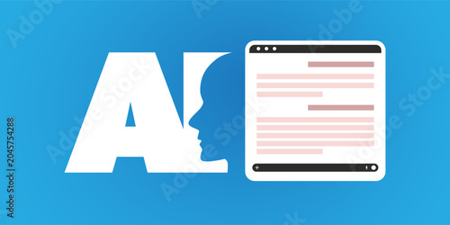 Photography Artificial intelligence symbol with human profile next to web browser window