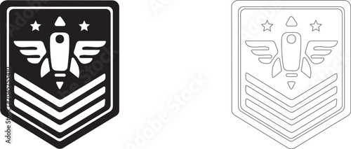 Картината върху платно Space chevron vector icon, pilot rank emblem, space forces patch, military insignia, astronautics and aviation coat of arms