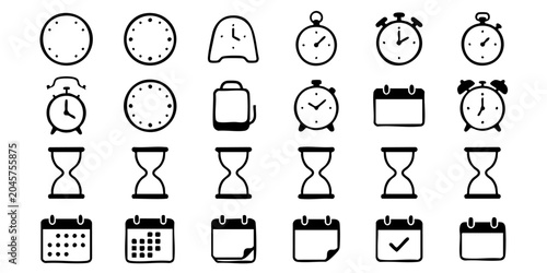 Foto A collection of various clock and calendar icons are shown together