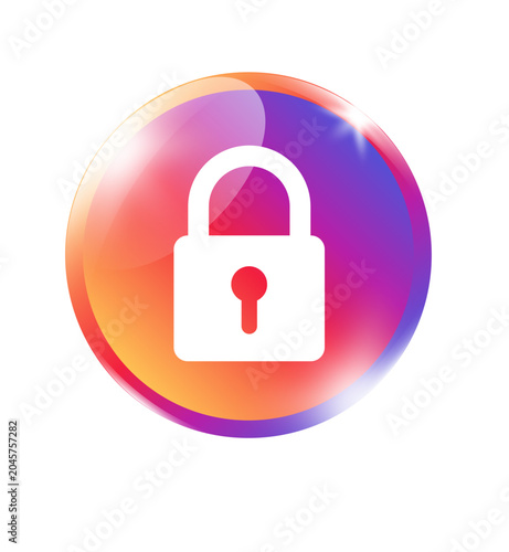 Vivid gradient lock icon on colorful circle vibrant bright badge