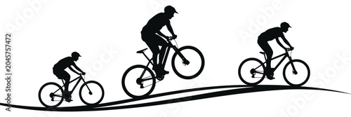 Canvas Print Mountain Biker silhouette vector with Dynamic Cycling Action Pose, Perfect for Biking, Trail Riding and Fitness Related graphics