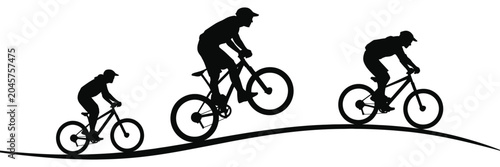 Canvas Print Mountain Biker silhouette vector with Dynamic Cycling Action Pose, Perfect for Biking, Trail Riding and Fitness Related graphics