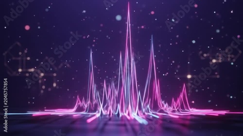 Neon Digital Sound Equalizer Waveform  Futuristic Audio Visualization.