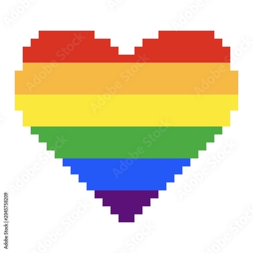 Фотография Pixel art rainbow heart representing LGBTQ pride