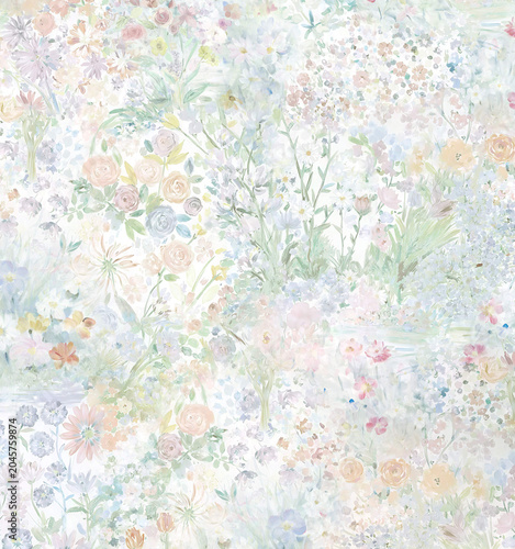 Soft Watercolor Botanical and Floral Seamless Pattern Collection in Neutral Pastel Shades