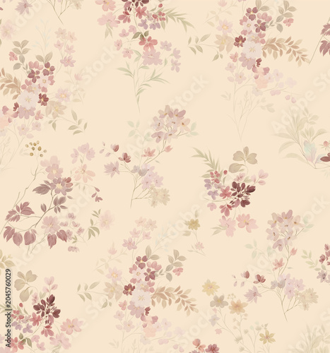 Soft Watercolor Botanical and Floral Seamless Pattern Collection in Neutral Pastel Shades