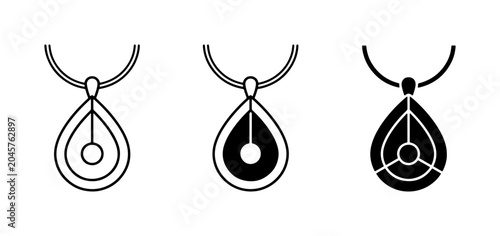 Fotografie Teardrop Pendant Necklace Icons, Minimalist Jewelry Symbols, Elegant Accessory G