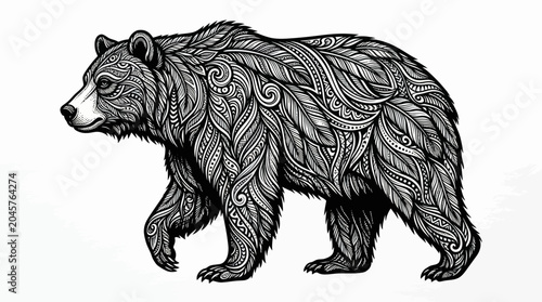 Foto Ornate Bear Illustration - Intricate Tribal Tattoo Art