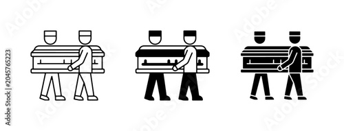 Photos Funeral pallbearers carrying coffin, solemn procession icons, grief and loss sym