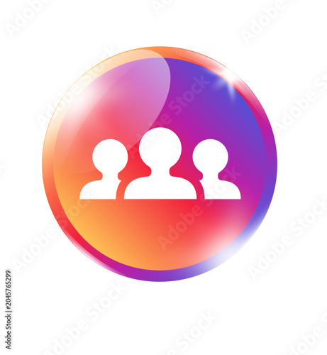 Foto Vivid gradient group icon on colorful circle vibrant bright badge