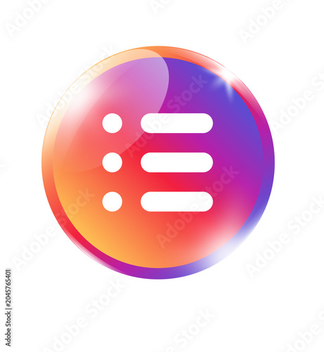 Bilde på lerret Colorful bullet list icon in vibrant gradient app vivid style