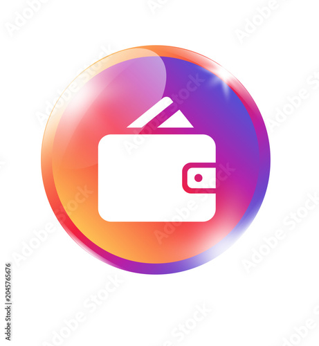 Εκτύπωση καμβά Money social media icon on vivid gradient circle colorful badge