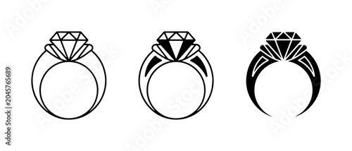 Foto Diamond Ring Icons, Engagement Jewelry Symbols, Wedding Band Graphics