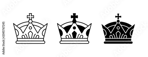 Foto Royal Crown Icons, Regal Symbol Set, King Queen Royalty Vector Graphics