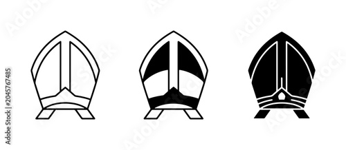 Tablou pe pânză Mitre Hat Icons, Religious Headwear Vector Set, Catholic Clergy Symbol Graphics