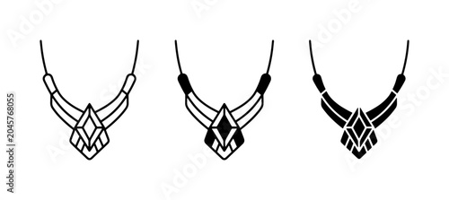 Fotografie Geometric Necklace Icons, Modern Jewelry Vector Graphics, Minimalist Pendant Des