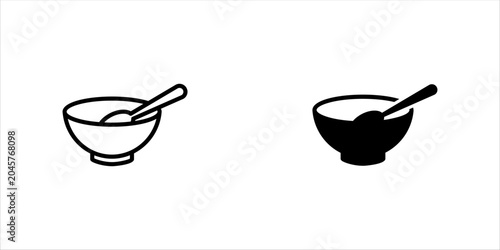 Foto Bowl and Spoon Food Icon Set Collection for Mobile App and Web Design