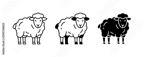 фотографія Sheep Icons Set, Farm Animal Vector Graphics, Livestock Illustrations