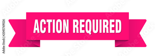Bilde på lerret action required ribbon isolated on transparent background