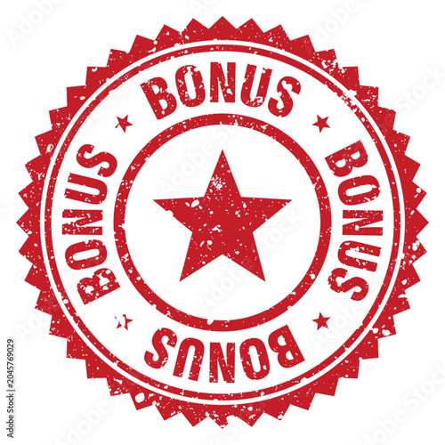 Foto bonus red grunge round stamp. bonus stamp