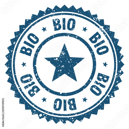 Foto bio blue grunge round stamp. bio stamp