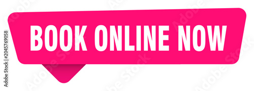 Bilde på lerret book online now magenta sticker isolated on transpatent background