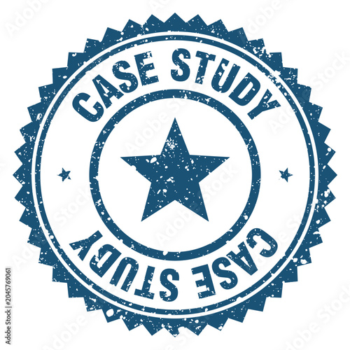 Foto case study blue grunge round stamp. case study stamp