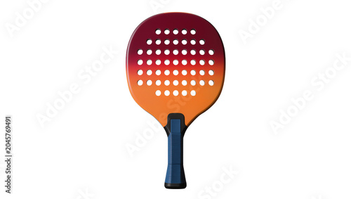 Foto Gradient red and orange padel racket with blue handle, isolated on transparent b
