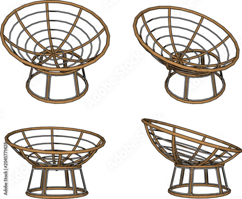Fotografie Beautiful ethnic inspired woven chair with natural rattan finish and minimalist