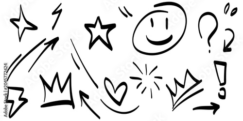 Quadro su tela hand drawn set of abstract doodle elements