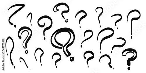 Quadro su tela Set of hand drawn question marks