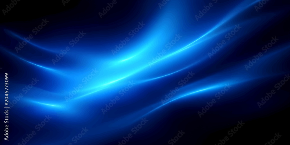 Fototapeta premium Abstract blue waves and glowing purple lines create a dynamic backdrop with flowing motion, light energy, and dark textures