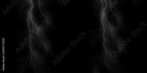 Lightning storm background with electric flashes, dark night sky