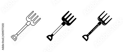 Bild auf Leinwand Pitchfork Icons, Garden Tool Vector Set, Farming Equipment Graphics, Agricultura