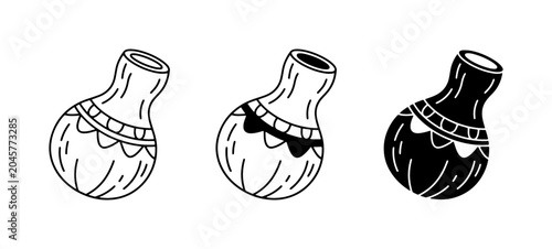 Obraz na płótnie Hand-Drawn Ceramic Vase Icons, Decorative Pottery Vessels, Minimalist Black and