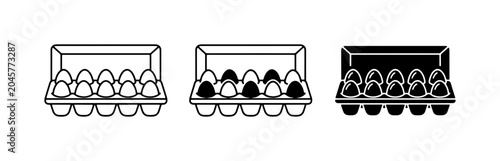 Konstfotografi Egg Cartons, 6-Egg Packs, Food Packaging Icons, Simple Vector Illustrations