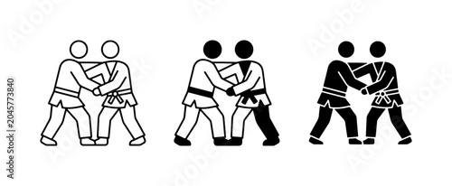 Fotografie Martial Arts Icons: Judo, Karate, Aikido Combat, Sport Competition, Training Fig