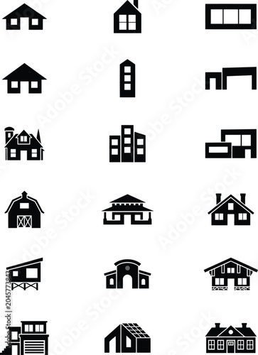 Residential and Commercial Building Icon Set