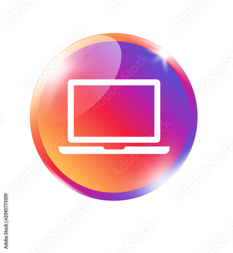 Foto Vivid gradient computer icon on colorful circle vibrant badge