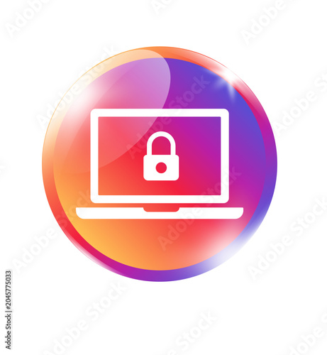 Foto Cybersecurity social media app icon on gradient round vivid badge