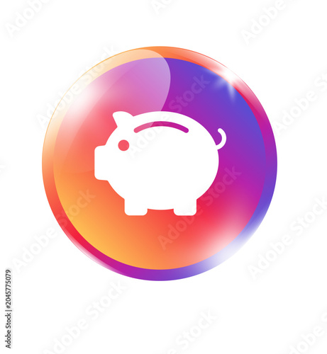 Принти на полотні Colorful piggy bank social media icon gradient circle vivid badge